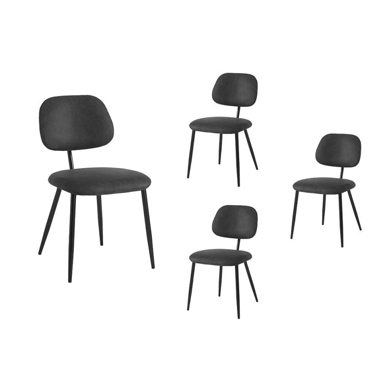 Lot de 4 chaises vintage en tissu et pieds métal - Noir