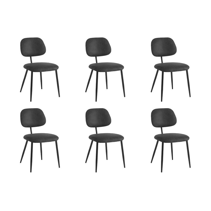 Lot de 6 chaises vintage en tissu et pieds métal - Noir