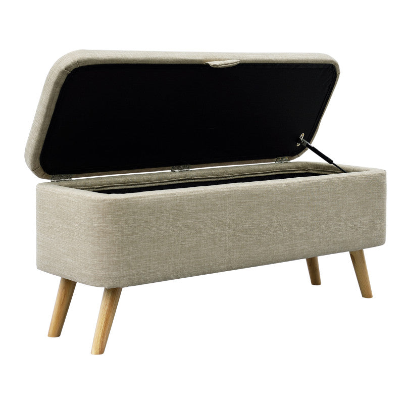 Bout de lit avec rangement en tissu - Beige