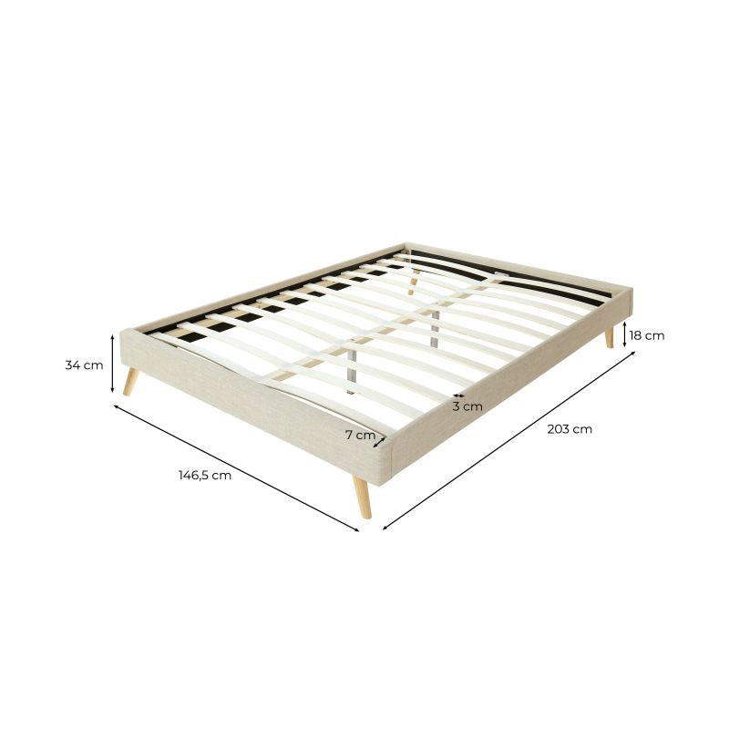 Cadre de lit en tissu - Gris clair