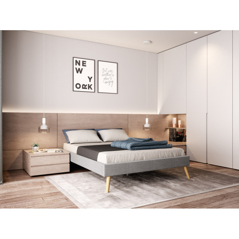 Cadre de lit en tissu - Gris clair