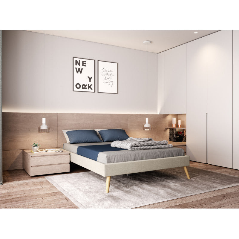 Cadre de lit en tissu - Beige