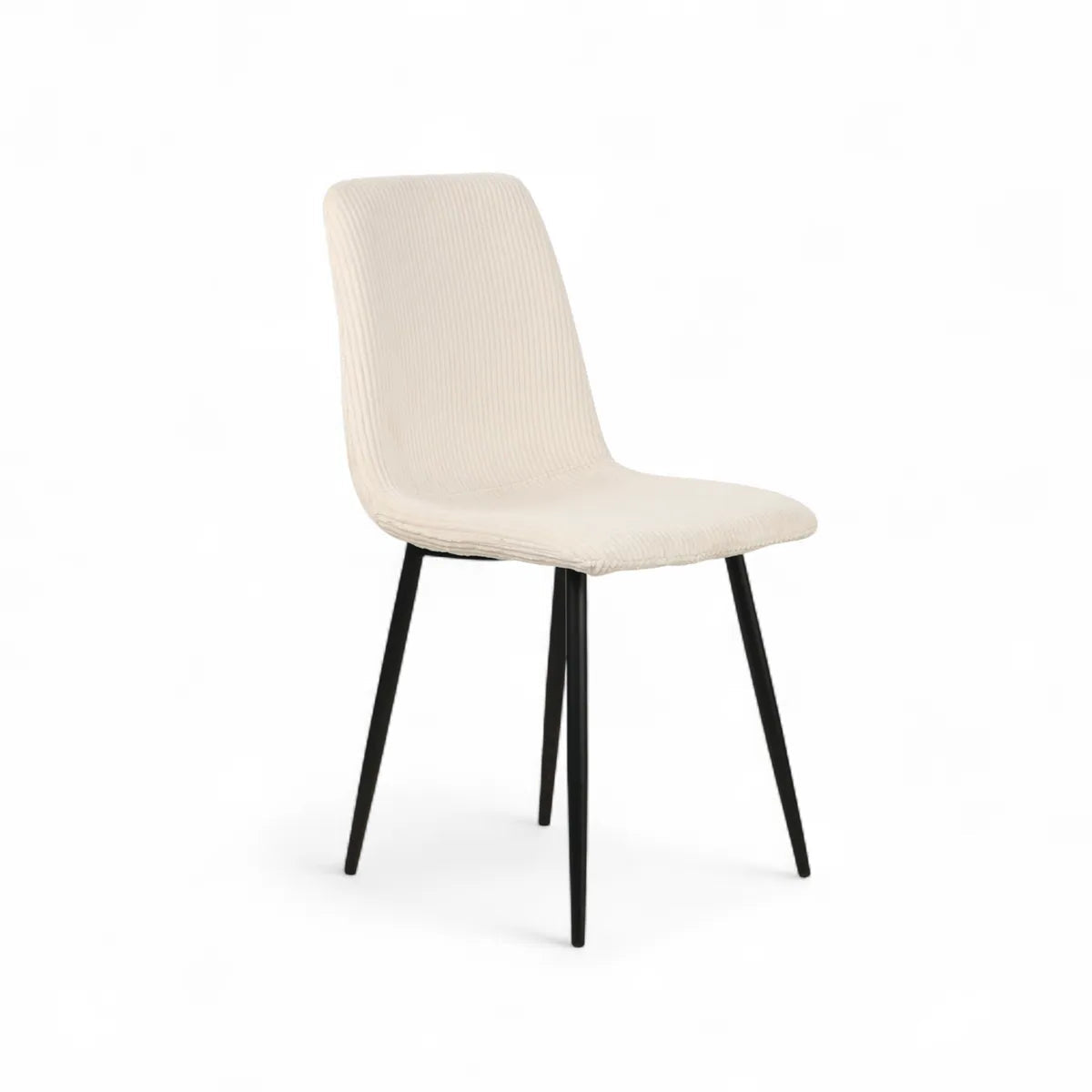 Chaise repas velours côtelé écru Sila