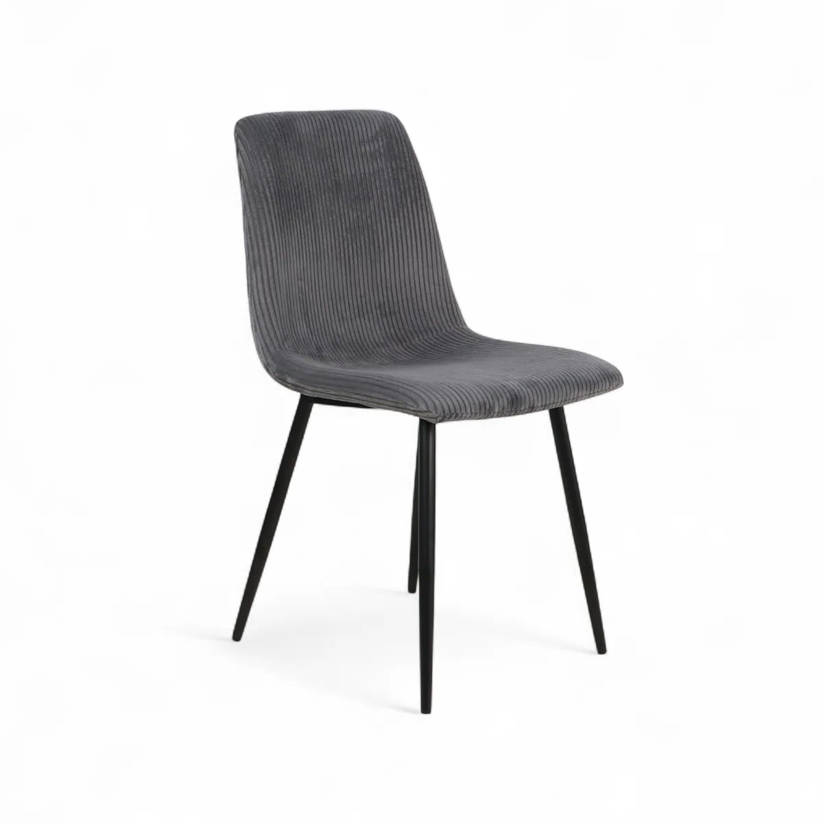 Chaise repas velours côtelé gris Sila