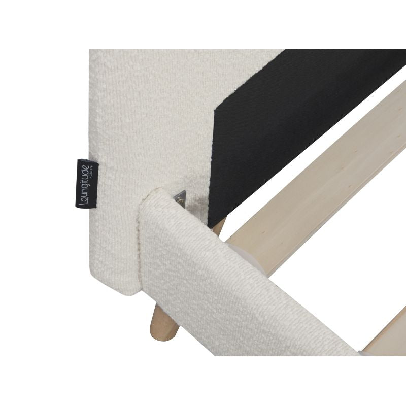 Cadre de lit scandinave avec tête de lit et sommier à lattes en tissu bouclette - Blanc