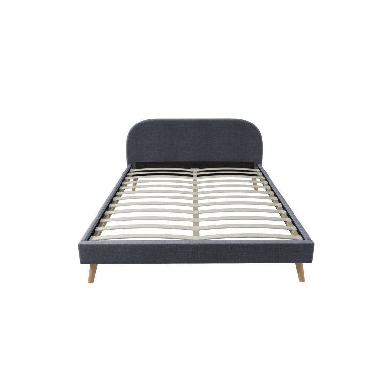 Cadre de lit scandinave avec tête de lit et sommier à lattes en tissu - Gris foncé