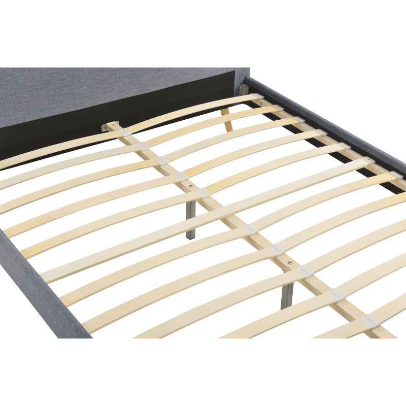 Cadre de lit scandinave avec tête de lit et sommier à lattes en tissu - Gris foncé