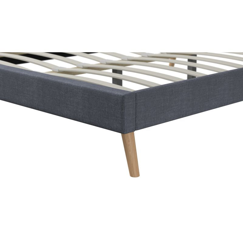 Cadre de lit scandinave avec tête de lit et sommier à lattes en tissu - Gris foncé
