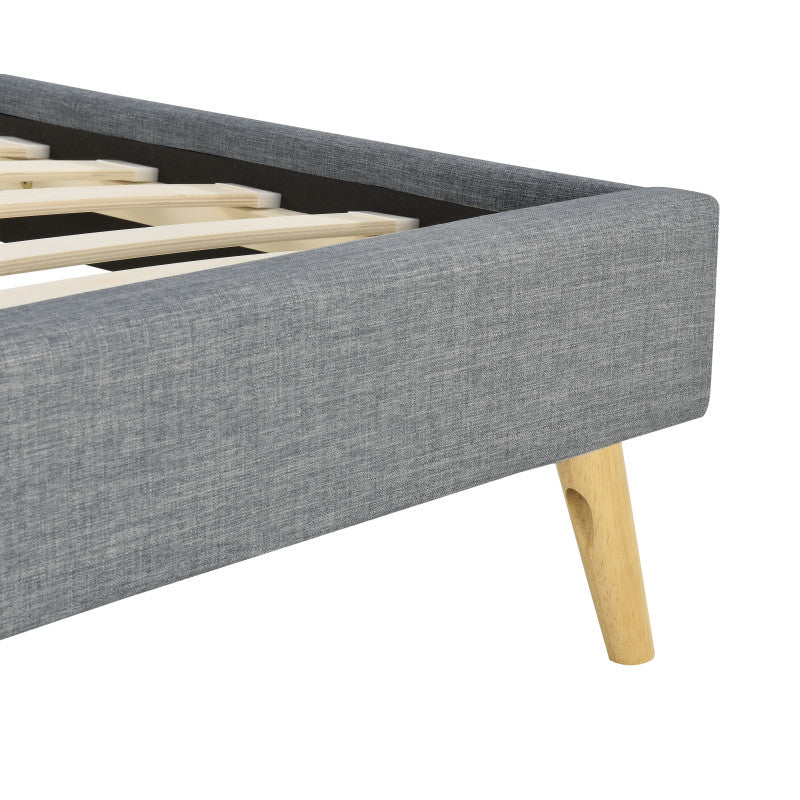 Cadre de lit scandinave avec tête de lit et sommier à lattes en tissu - Gris foncé