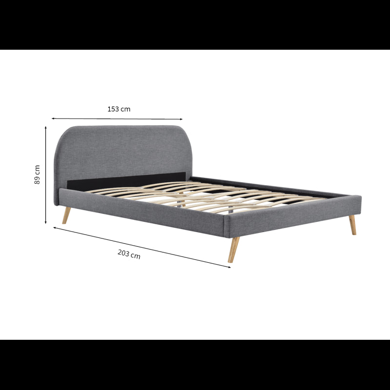 Cadre de lit scandinave avec tête de lit et sommier à lattes en tissu - Gris foncé