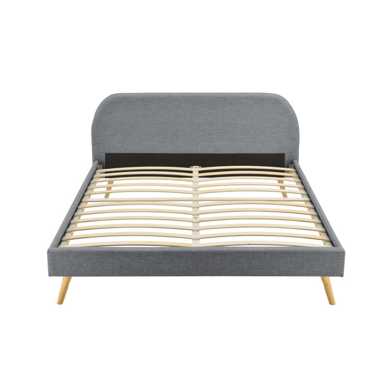 Cadre de lit scandinave avec tête de lit et sommier à lattes en tissu - Gris foncé