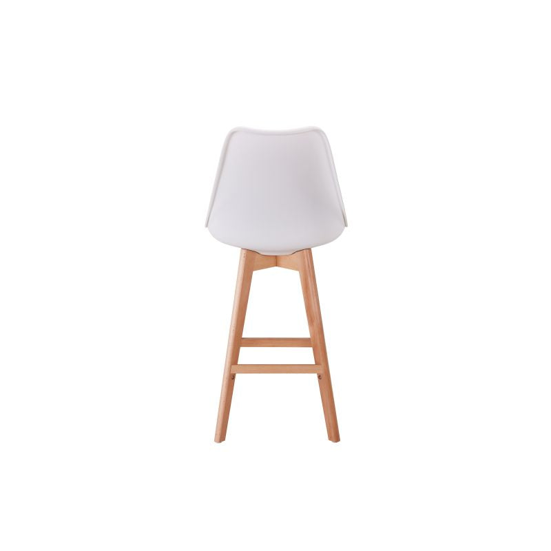 Lot de 2 tabourets de bar scandinave avec pieds bois - Blanc
