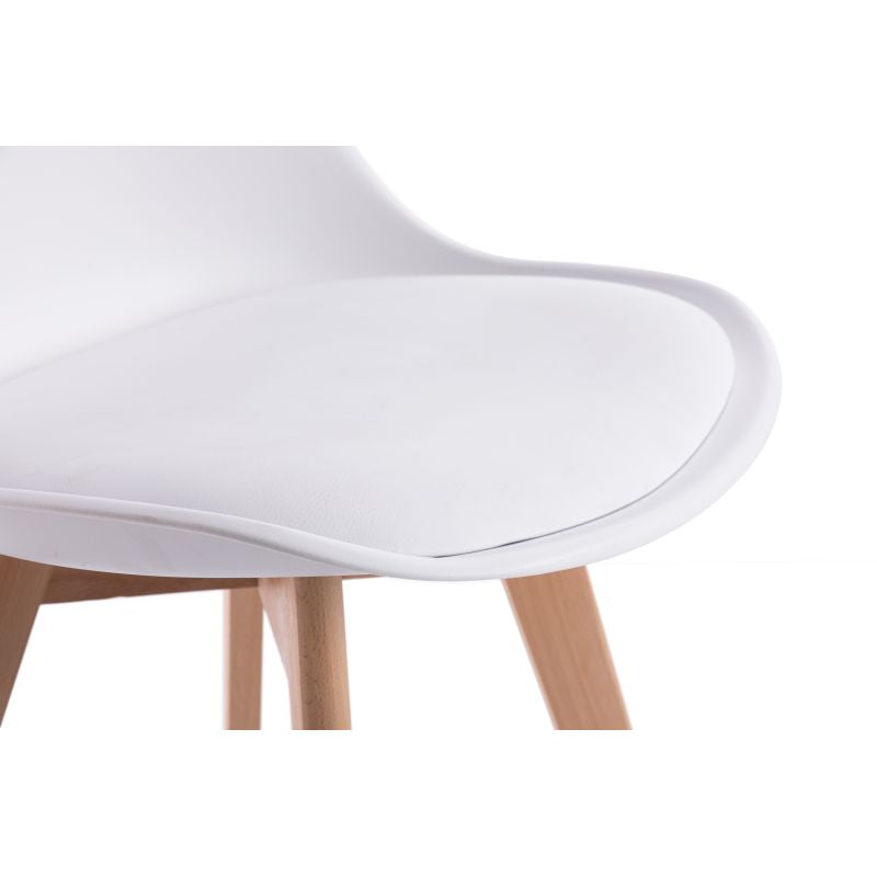Lot de 2 tabourets de bar scandinave avec pieds bois - Blanc
