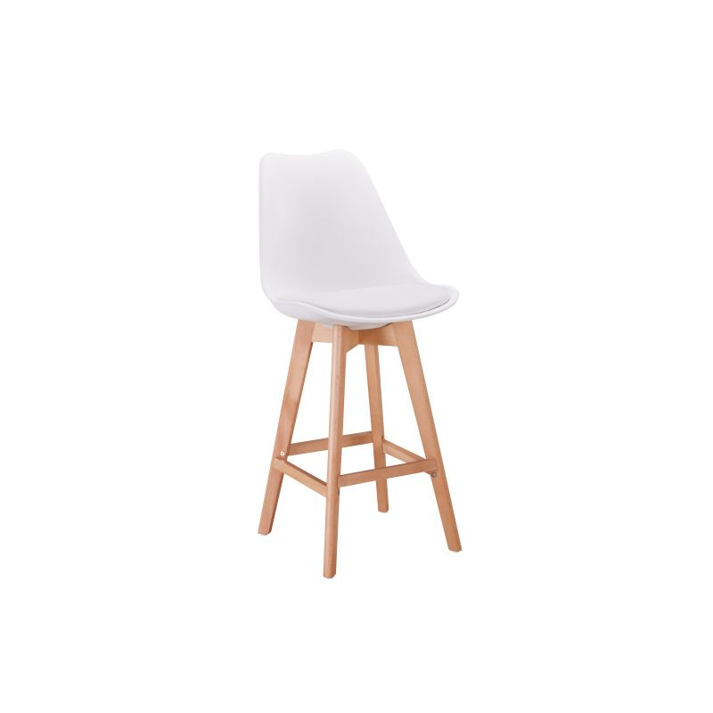 Lot de 2 tabourets de bar scandinave avec pieds bois - Blanc