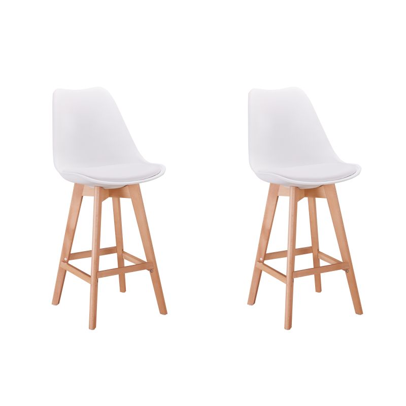 Lot de 2 tabourets de bar scandinave avec pieds bois - Blanc