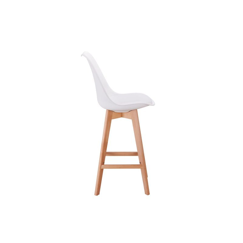 Lot de 2 tabourets de bar scandinave avec pieds bois - Blanc