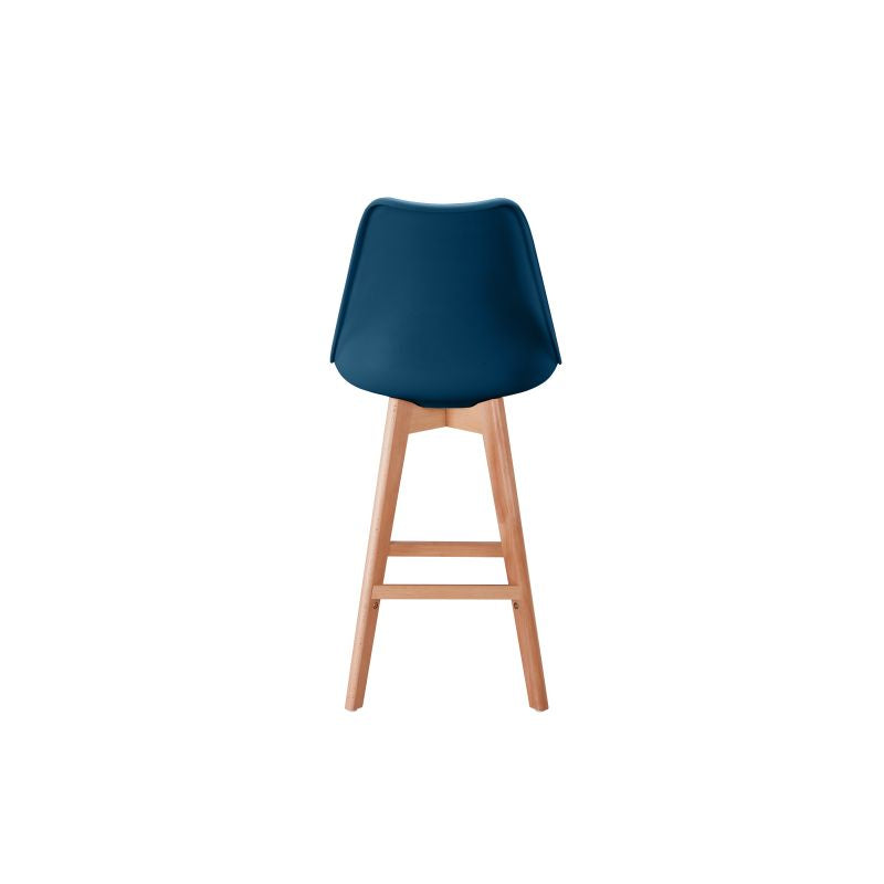 Lot de 2 tabourets de bar scandinave avec pieds bois - Bleu