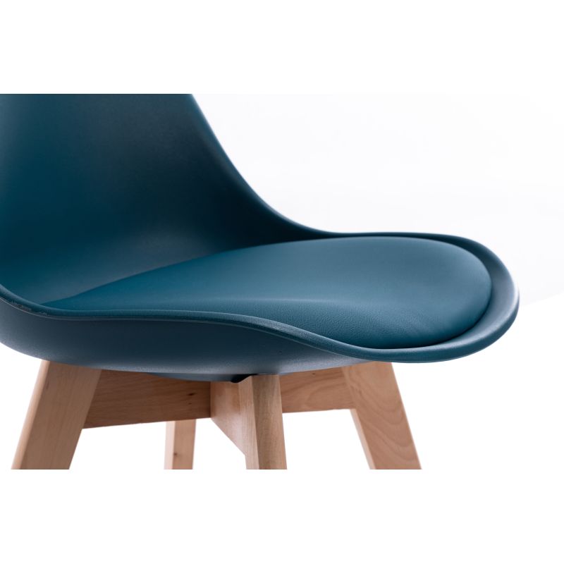 Lot de 2 tabourets de bar scandinave avec pieds bois - Bleu