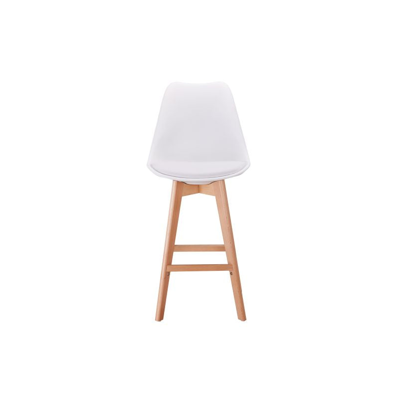 Lot de 2 tabourets de bar scandinave avec pieds bois - Blanc