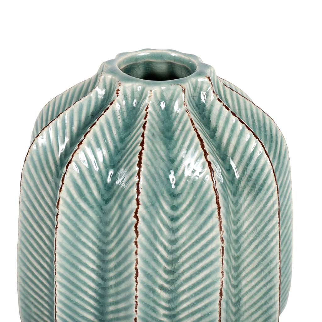 Vase strié Céramique 'cactée' vert