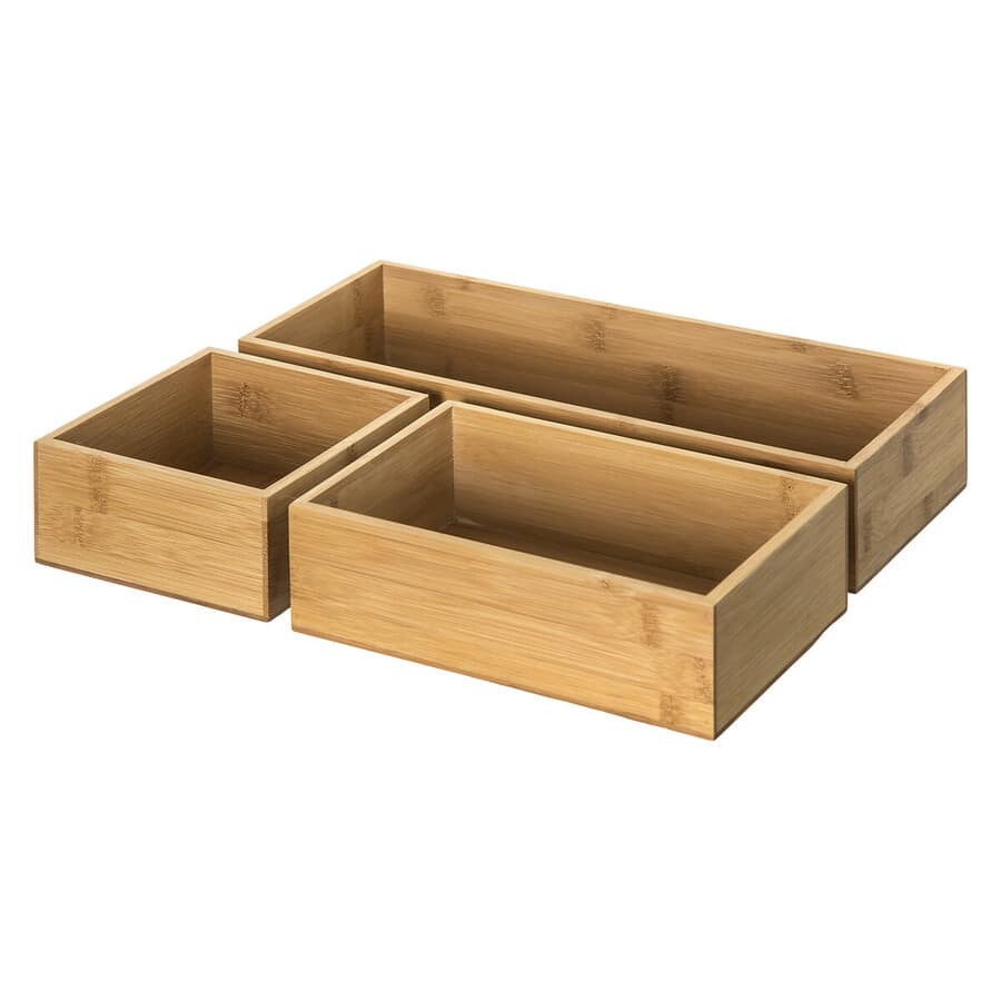 Organiseurs empilables Bambou lot de 3