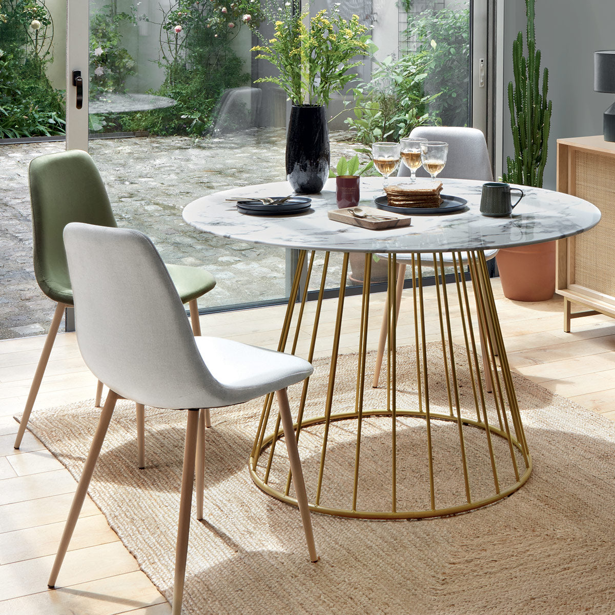 Table ronde Rayo effet marbre