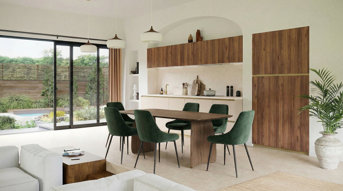 Table repas 180 cm placage noyer CURVI icône