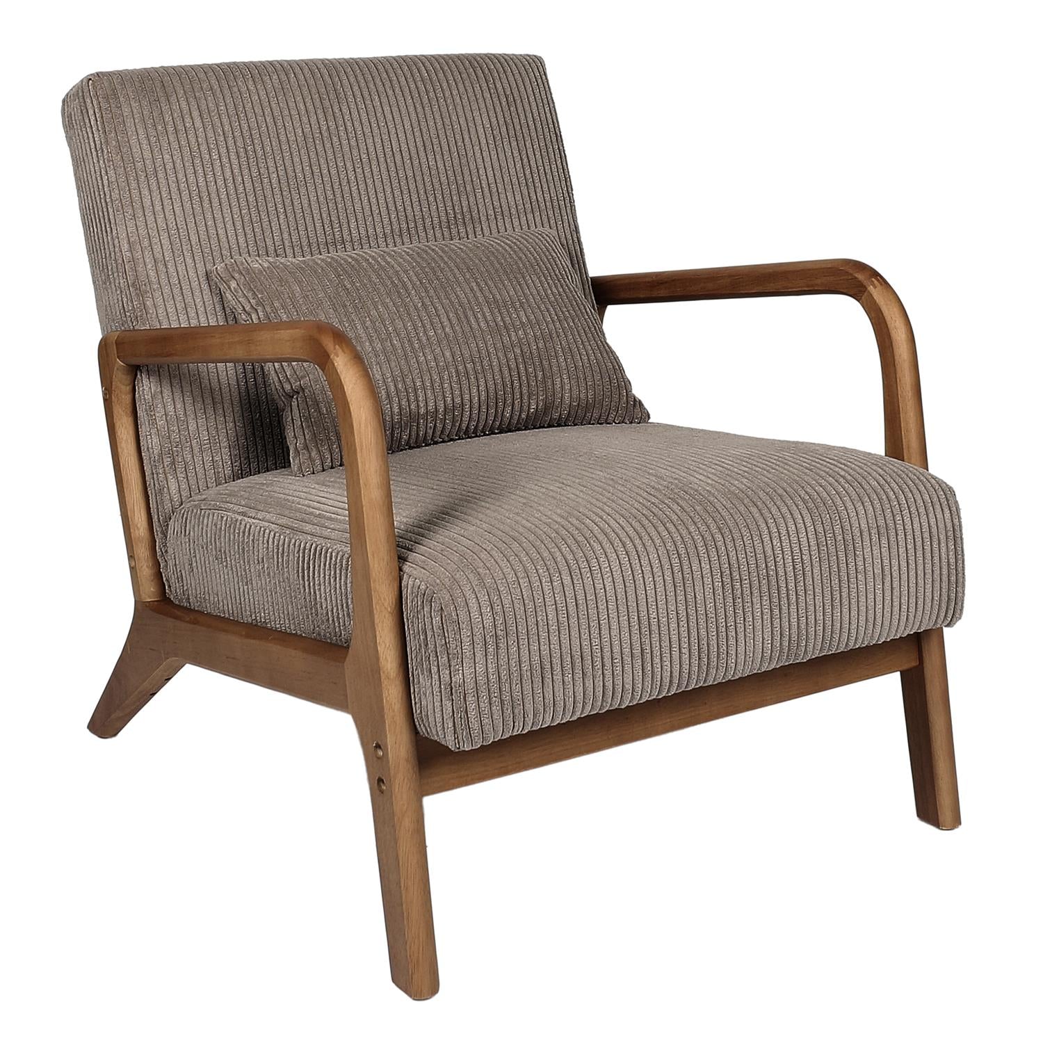 Fauteuil salon côtelé Scott Taupe