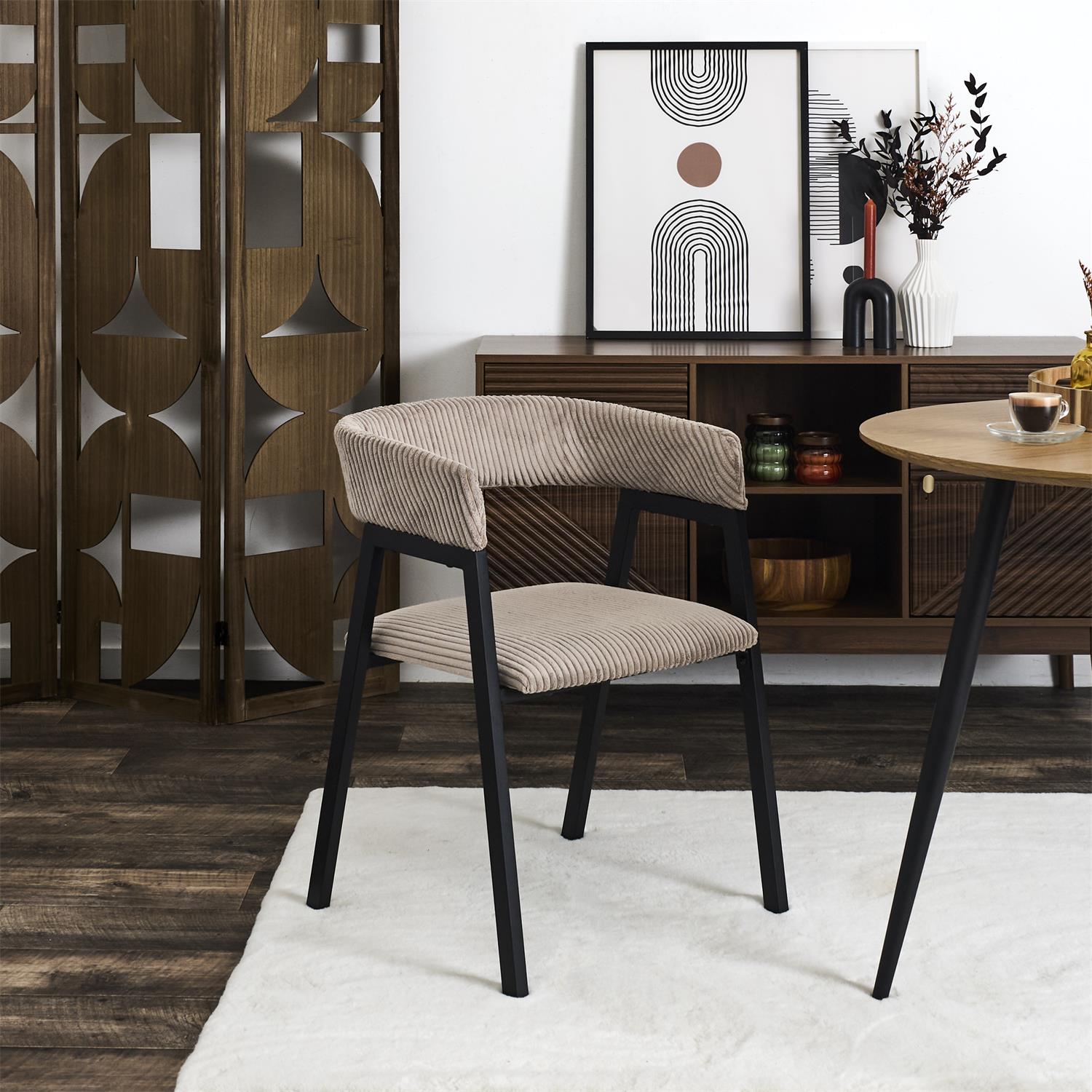 Fauteuil design côtelé Scott Taupe