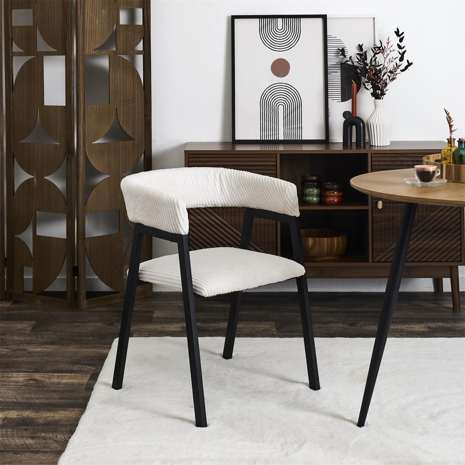 Fauteuil design côtelé Scott Beige