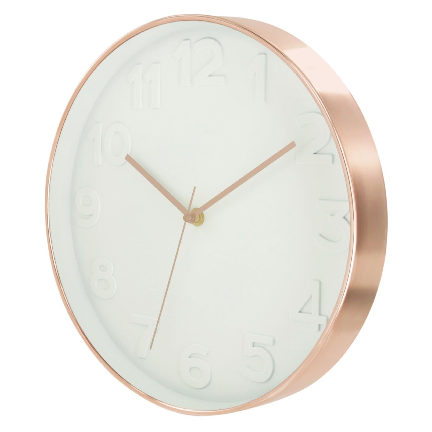 Horloge ronde 30.5cm blanche cuivrée