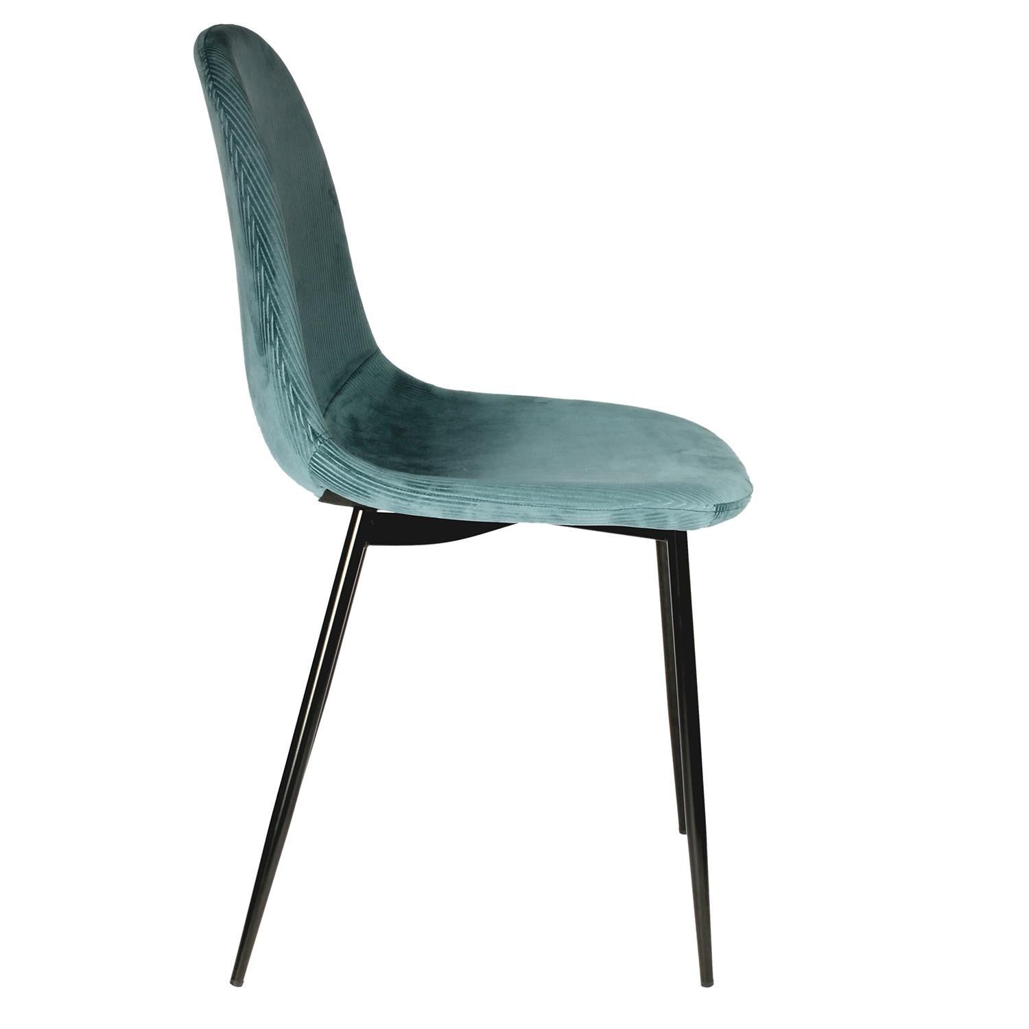 Chaise velours côtelé Giulia bleu canard