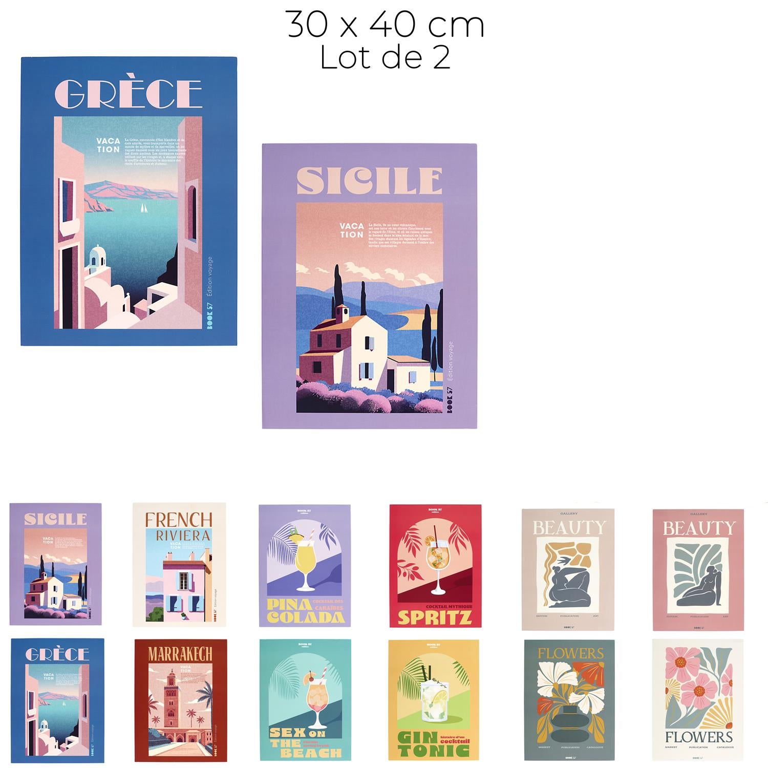 Affiche déco 30x40cm lot de 2