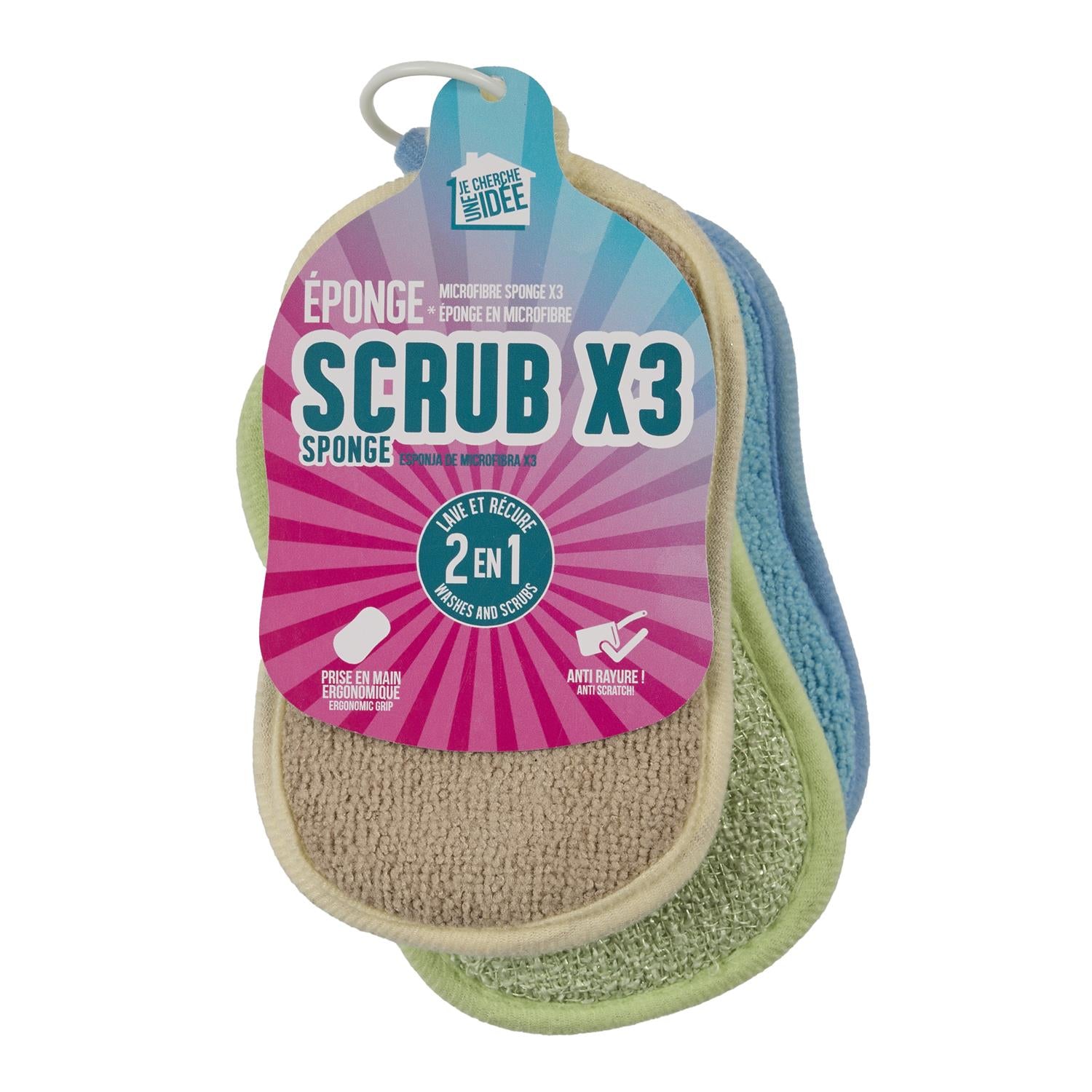 Lot de 3 éponges microfibre