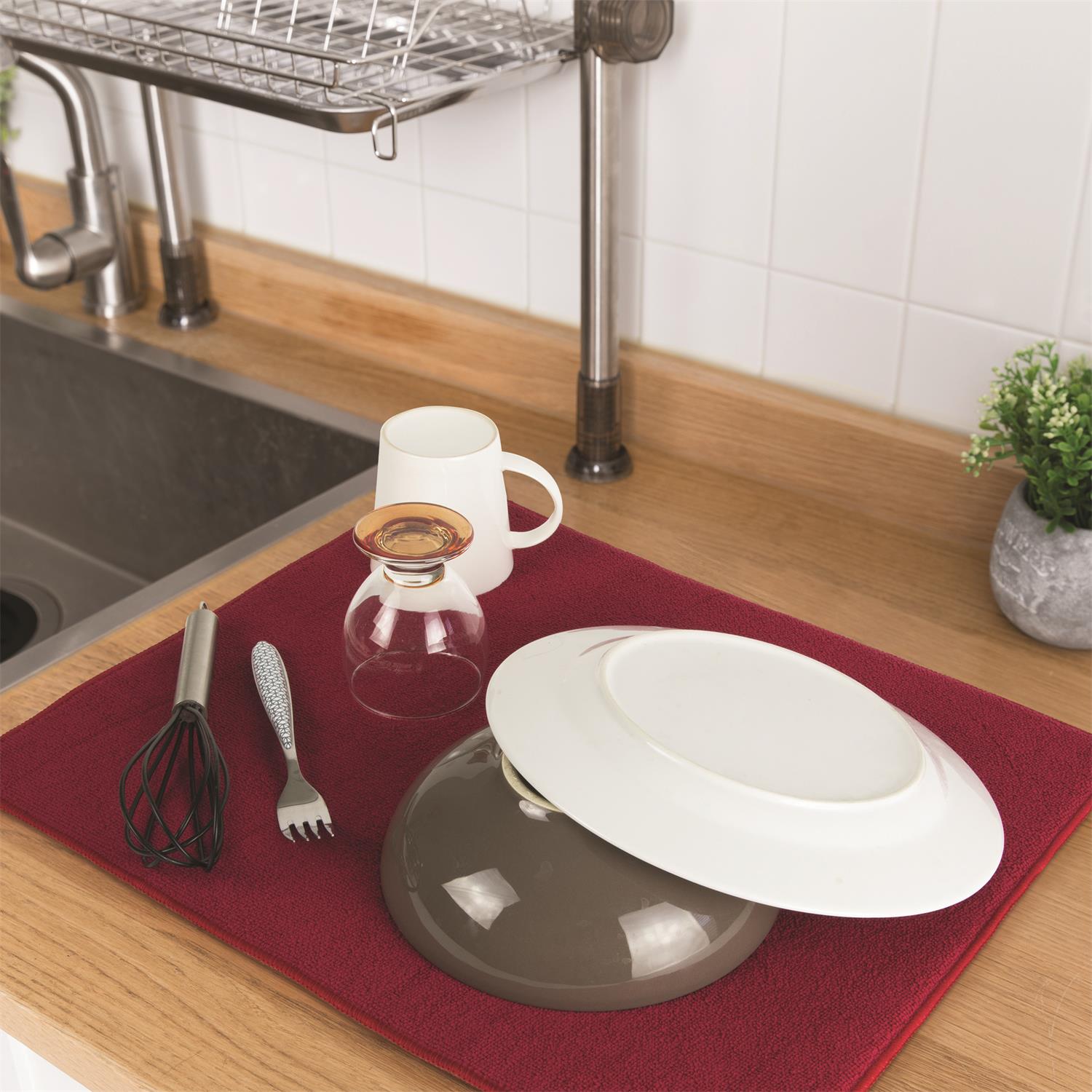 Tapis d'évier ultra absorbant Rouge