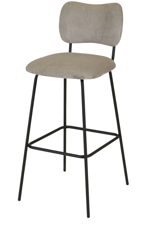 Chaise de bar velours côtelé gris acier SEMA