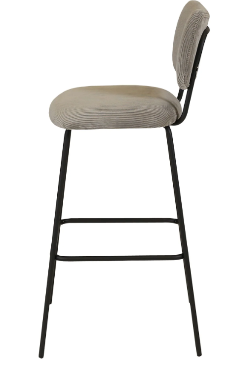 Chaise de bar velours côtelé gris acier SEMA