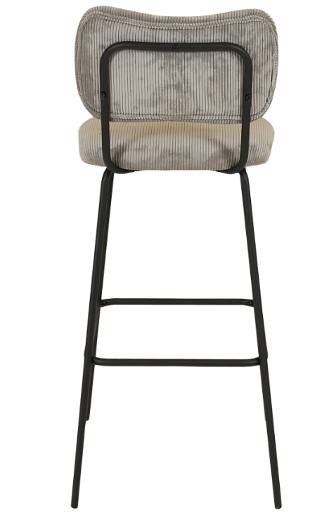 Chaise de bar velours côtelé gris acier SEMA