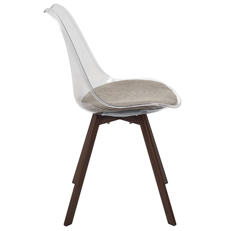 Chaise transparente coussin côtelé Scott TAUPE