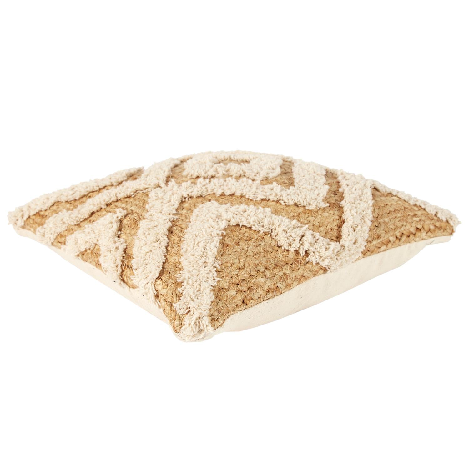 Coussin jute et coton tufte 40x40cm