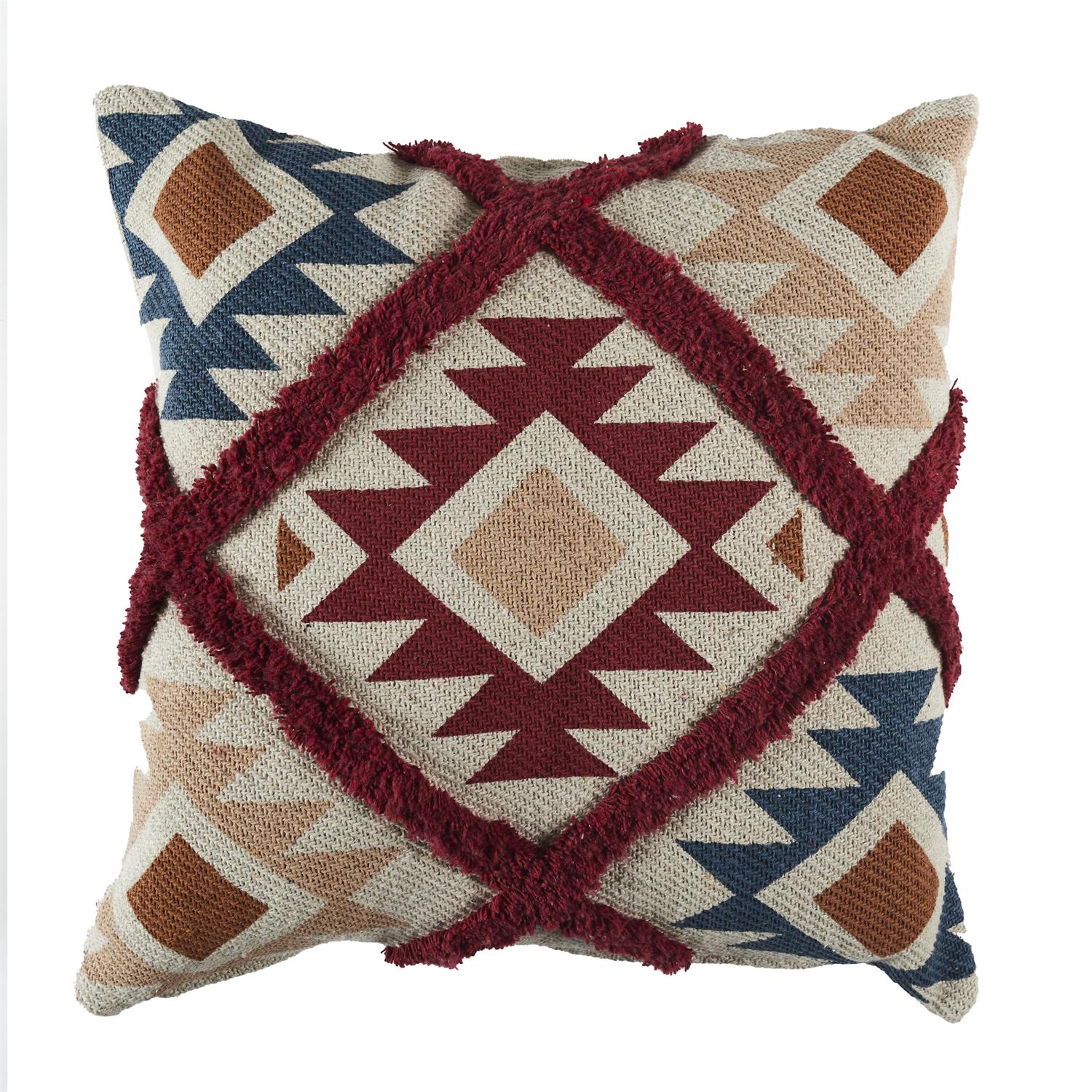 Coussin tufte a motifs 40x40cm