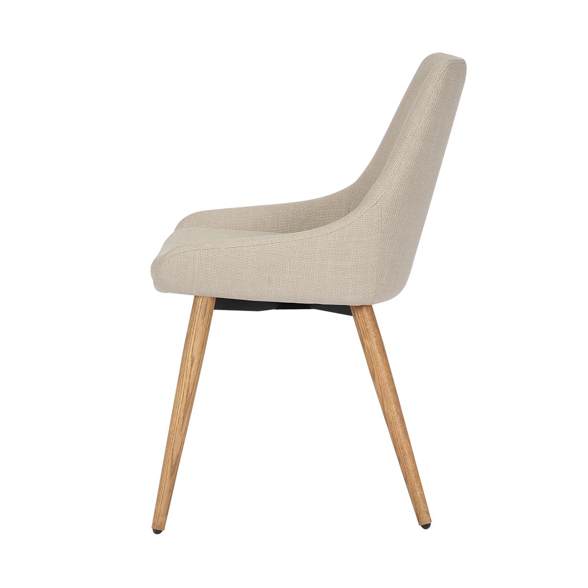 Chaise repas tissu crème pieds chêne foncé BARI