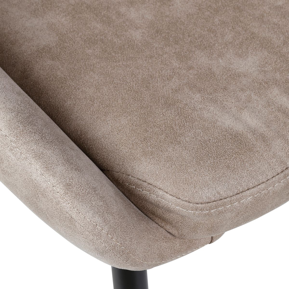 Chaise tissu effet daim beige piètement métal noir BARI