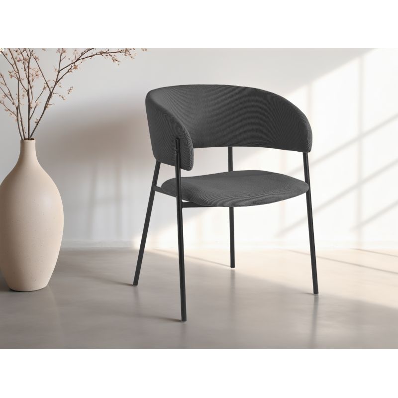 Lot de 6 chaises en velours côtelé - Gris foncé