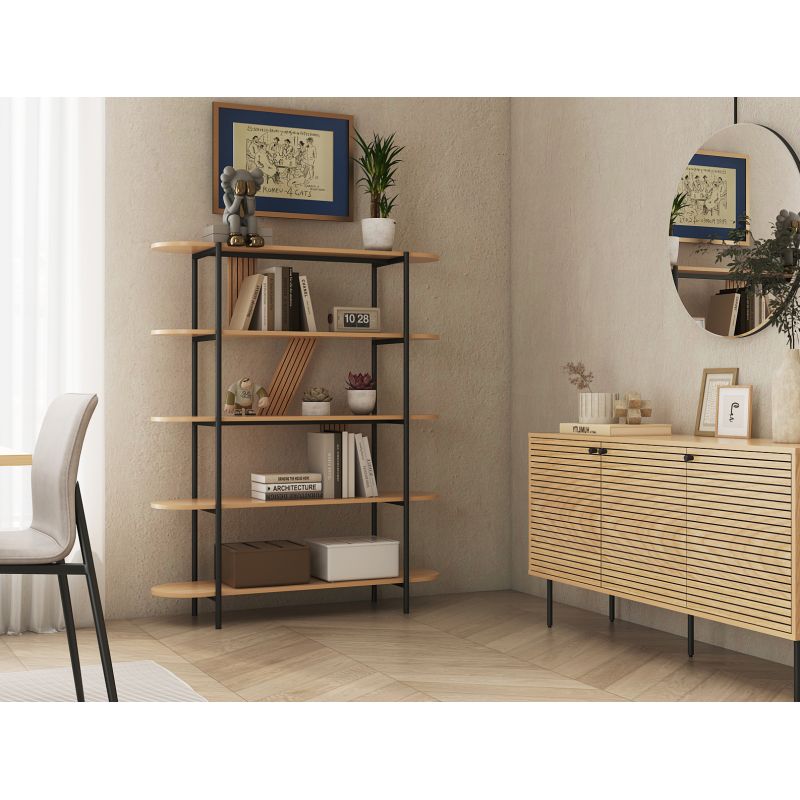 Etagère 120x35cm finition chêne et pieds métal noirs - Bois