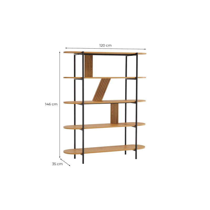 Etagère 120x35cm finition chêne et pieds métal noirs - Bois