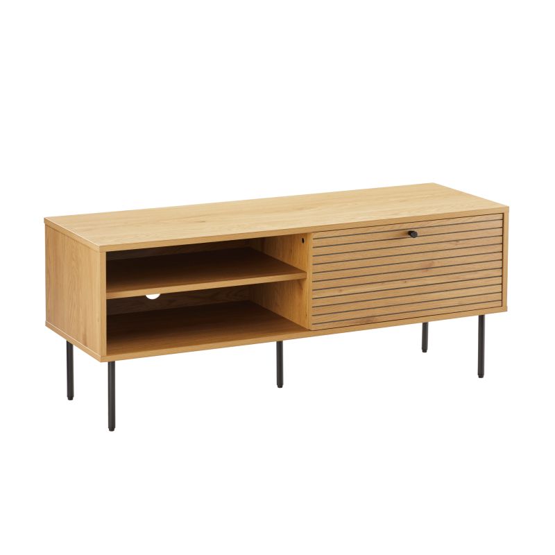 Meuble TV 120cm en bois et pieds noirs - Bois