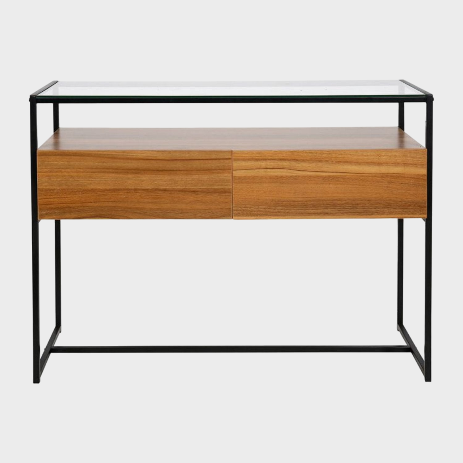 Console Bois Et Verre 'Malmo' Naturelle Et Noire