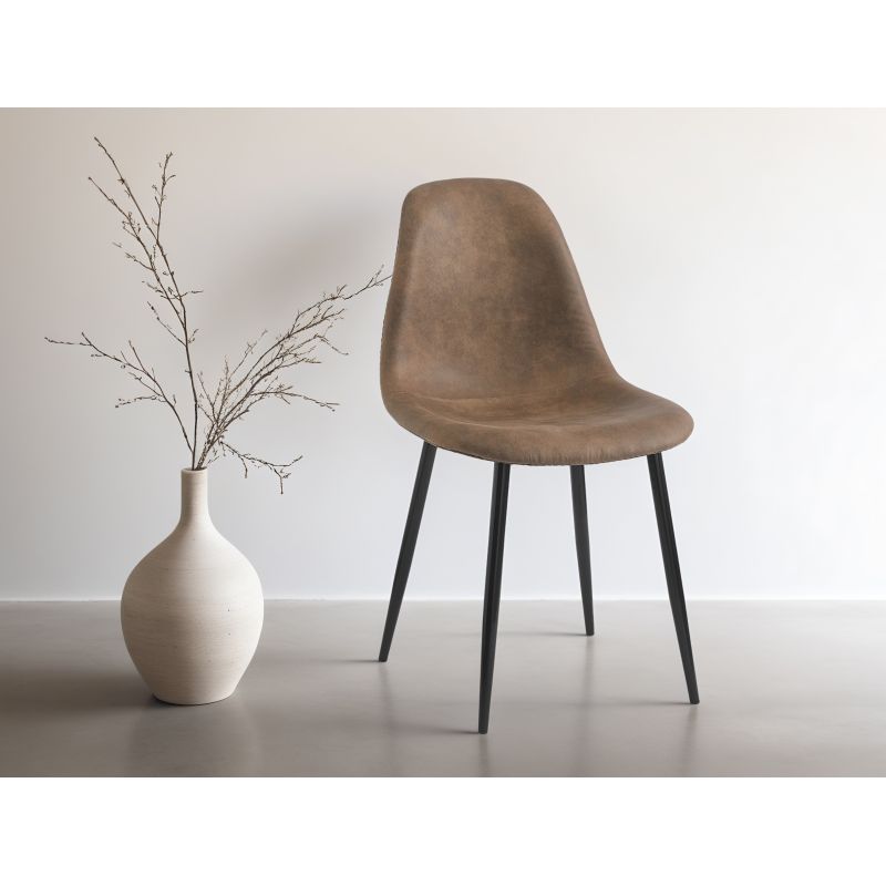 Lot de 4 chaises vintage en tissu - Marron