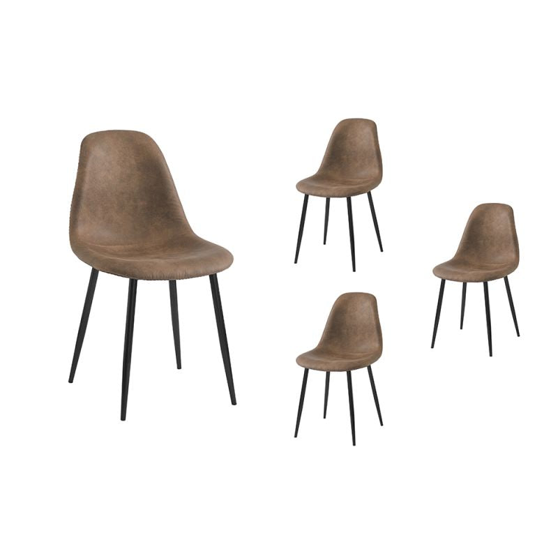Lot de 4 chaises vintage en tissu - Marron